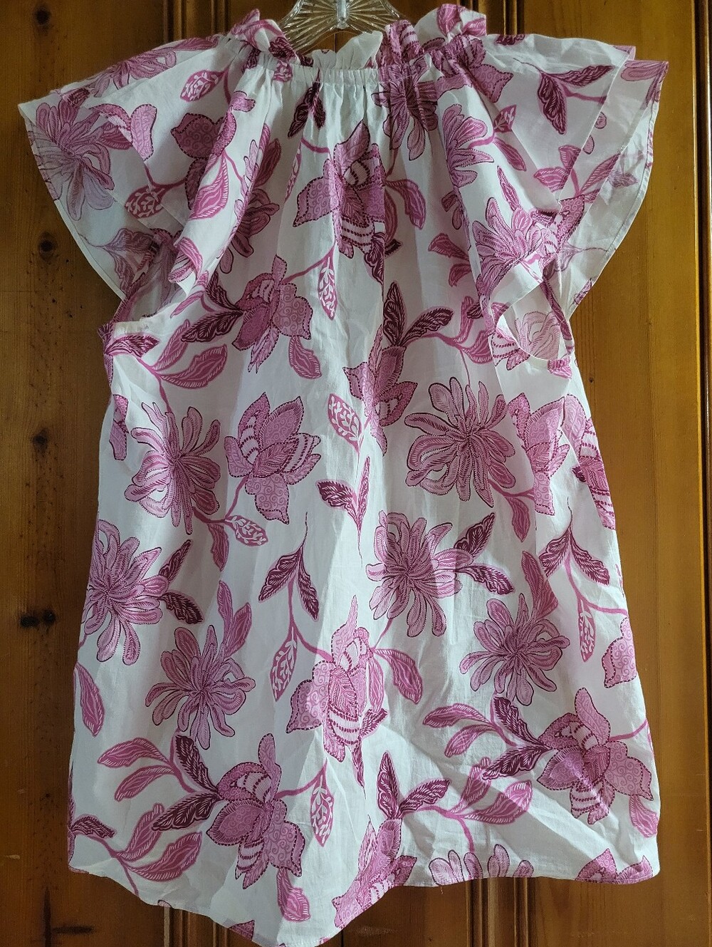 Pink Floral Flutter Sleeve Top - Brand